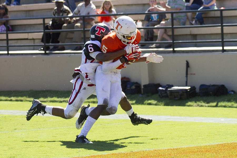 Senior Taylor Jackson runs in a touchdown reception on a fake field goal.