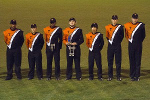 Members of the drumline receive their awards during the Fire Ant Classic.