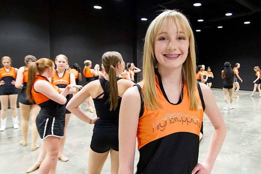 Freshman Natalie Robinson during the daily drill team practice.