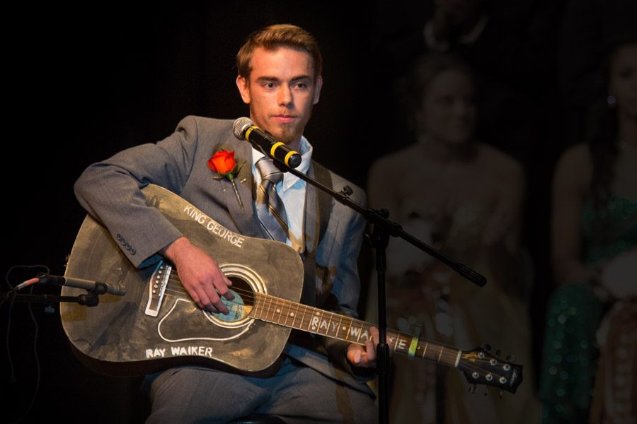 Senior Ray Walker performs during the homecoming presentation.