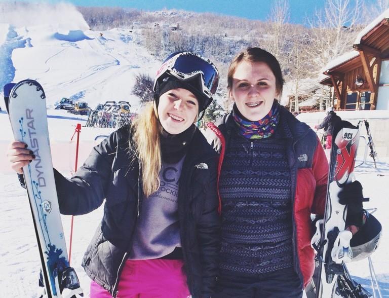 Ski+instructor+and+Jillian+Cheney+smile+after+a+long+day+on+the+slopes.+Photo+taken+by+family+member