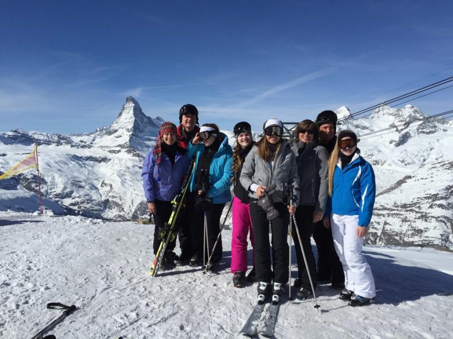 Doan family and friends pictured on the Swiss Alps.