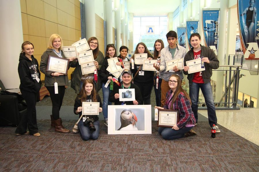 Photography students pose with awards from ATPI contest.