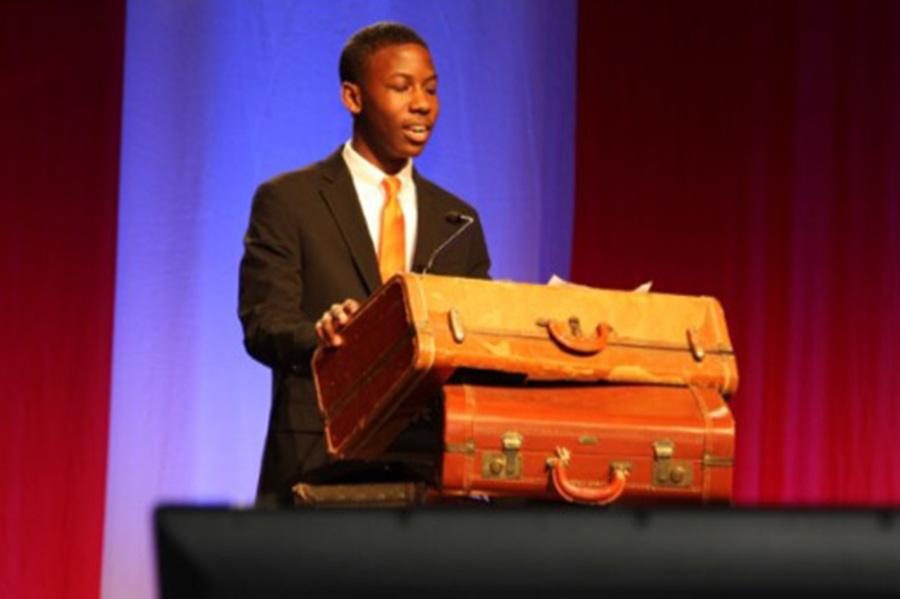 Ricky Cooks makes a speech at the Student Council State Convention in Arlington.