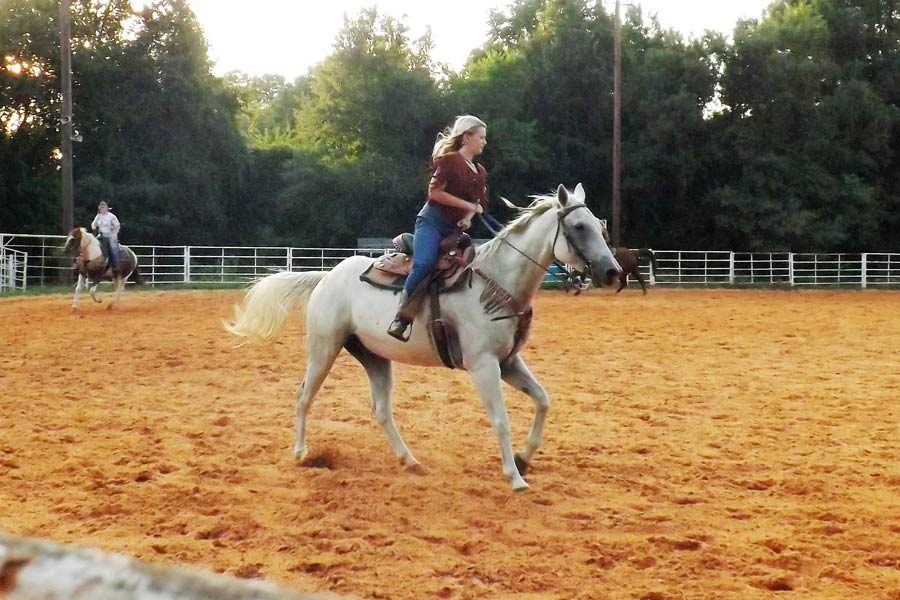 Sophomore Shelby Martin  practices a choreographed routine with the Texarkana Quadrille.

Submitted photo