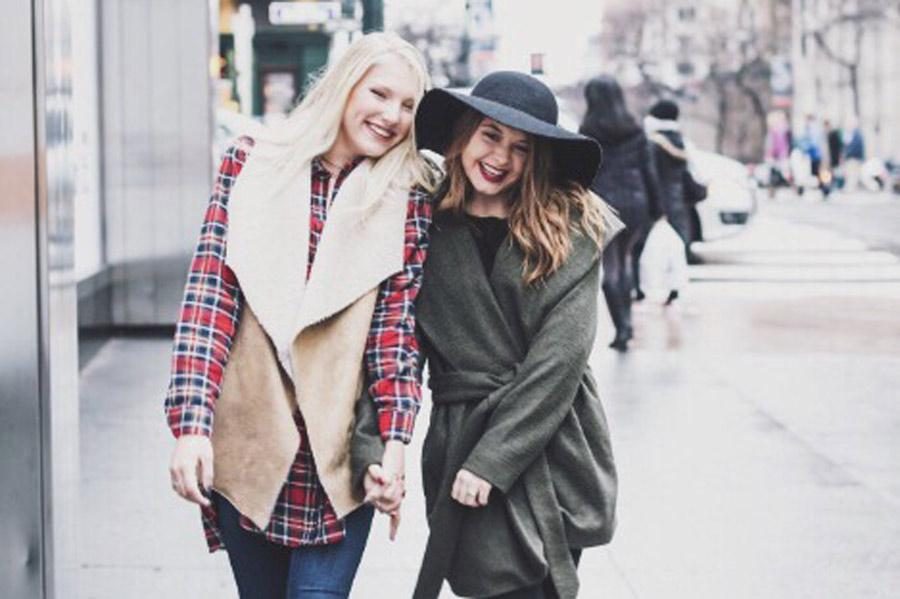 Katie Biggar walks through New York with her friend. Submitted photo.