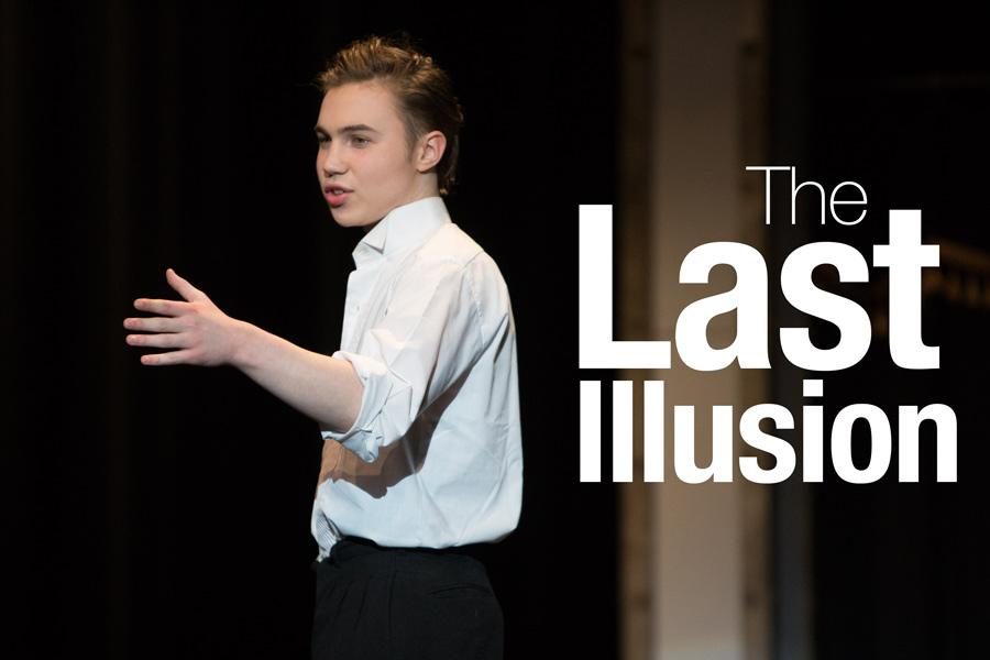 Junior Gabe Lohse performs as Harry Houdini in The Last Illusion.  The one-act play will advance to area after winning the district competition.