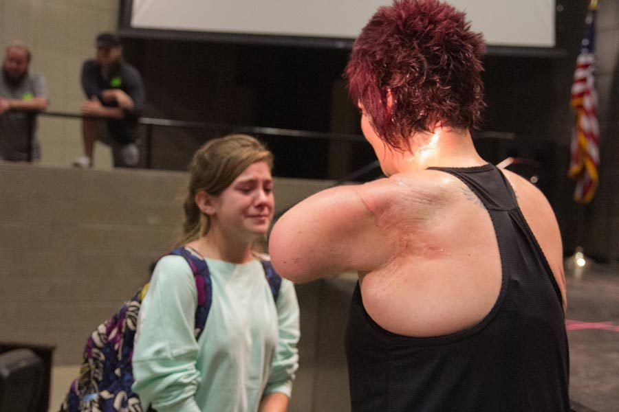 Speaker Sarah Panzaus message inspired emotion from students. Panzau spoke in the PAC on Oct. 12.