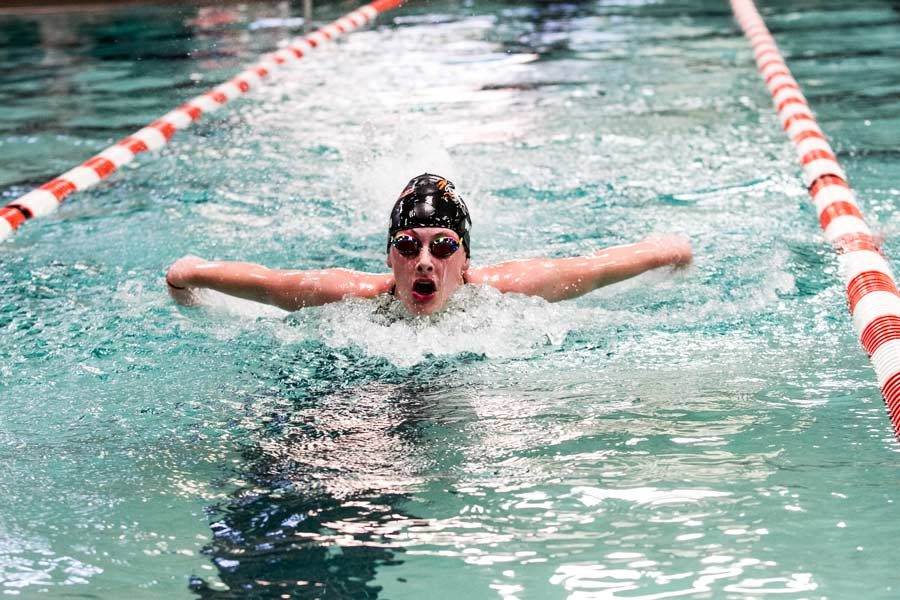 Freshman Haley Wood competes in the breaststroke. The TISCA swim meet was held at Texarkana College on Nov. 19.