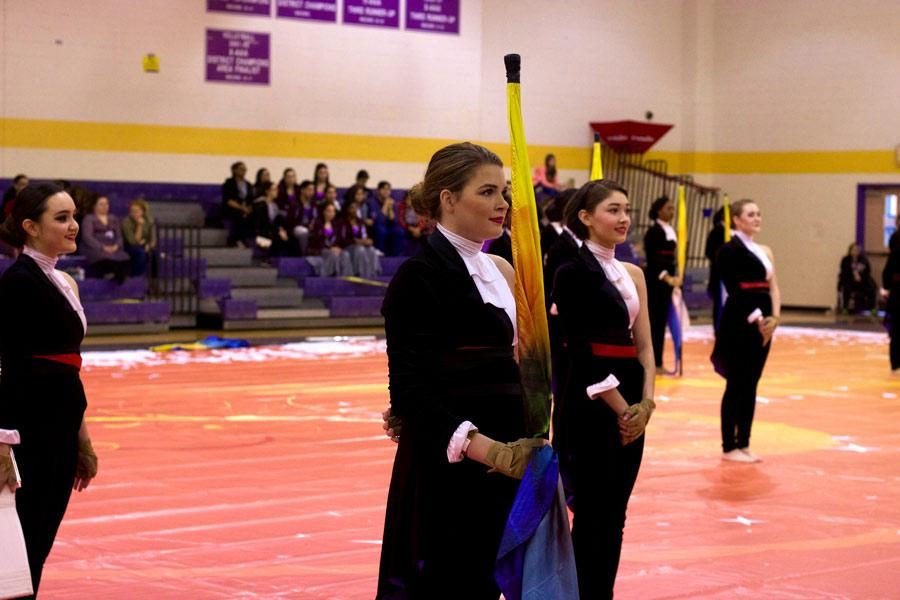 Sophomore Braley Butler  stands at attention while the guard waits to start its performance.
Submitted photo.