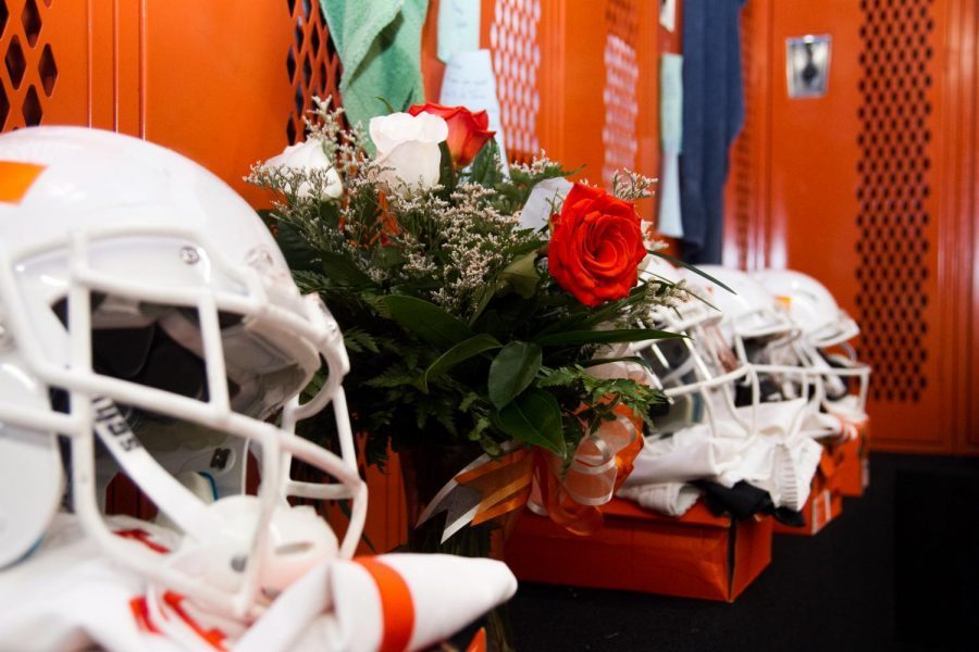 These flowers are located under former Leonard Parks locker.