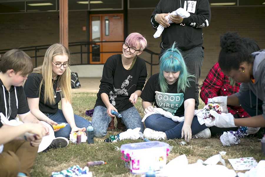 The+YE.S.S.+Equality+Club+is+working+to+expand+their+group+and+encourage+other+LGBT+students+and+affiliates.+They+made+their+own+tie-dye+club+T-shirts+last+Thursday.