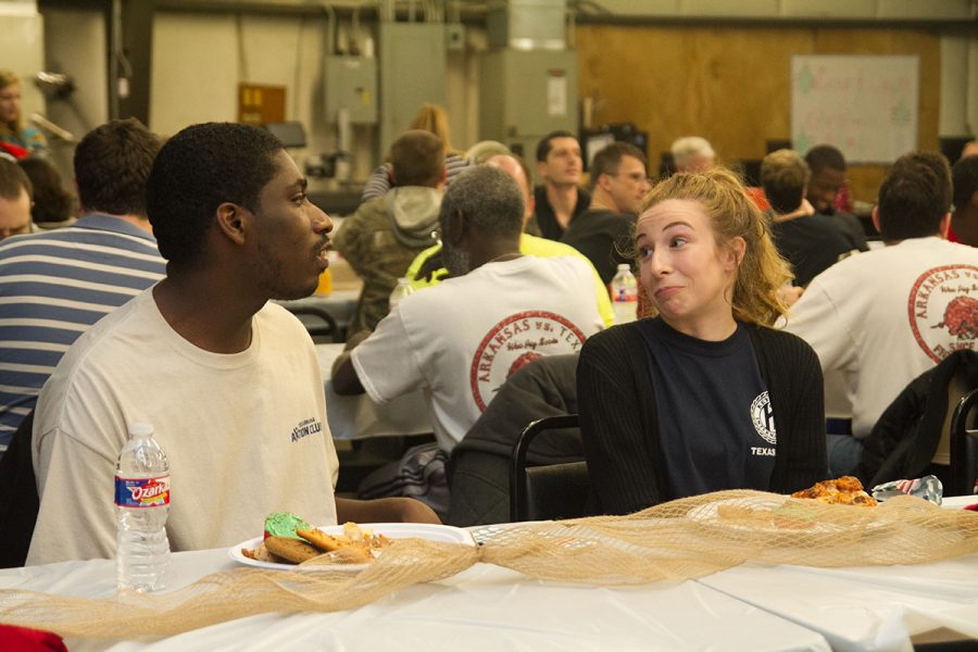 Sophomore Savannah Downs volunteers with Key Club at last years Kiwanis Christmas party for Action club and Opportunities. This years party will be held on Dec. 9.