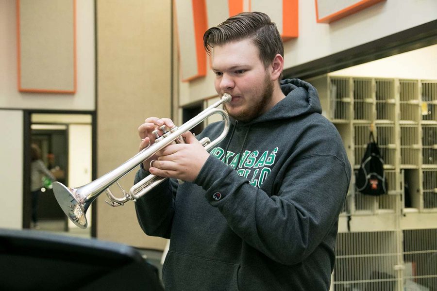 Senior Colin Runnels practices for his All-Region audition