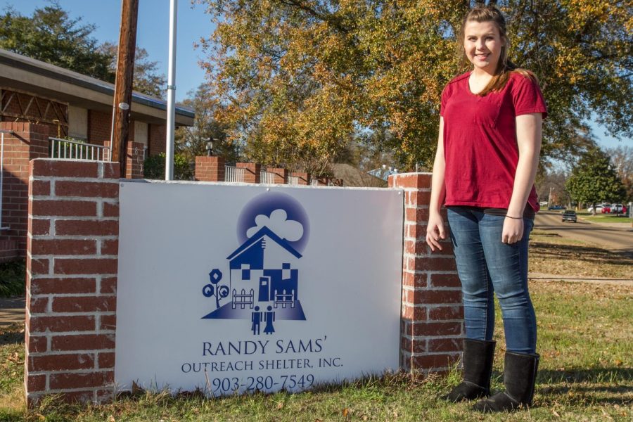 Senior Celeste Anderson devotes time to teach and inform the residents of Randy Sams Outreach Shelter about diabetes.