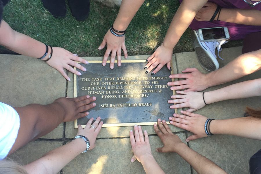 The students enrolled in the Holocaust and Human Rights class traveled in spring 2017 to the Little Rock Nine Monument to relive the infamous day when 1,200 members of the U.S. Armys 101st Airborne Division from Fort Campbell, Kentucky,escorted nine African-American students into Central High School in Little Rock, AR, on Sept. 24, 1957. Submitted photo