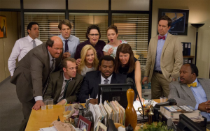 The cast gathers around to catch the latest gossip.