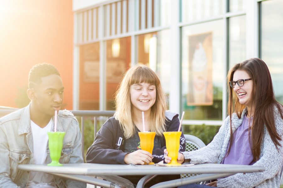 Students enjoy their down time at the local Steak N Shake. Throughout the years, hangouts have evolved from drive-ins to the multiple restaurants we see today. 
