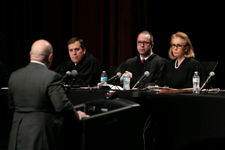 Texas Supreme Court Justices hear oral arguments from various lawyers. The Court joined the Arkansas Supreme Court in hosting a series of events at the end of January.