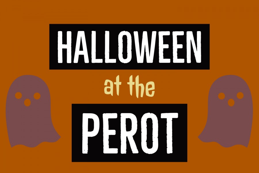 Graphic by Kaitlyn Rogers. On Oct. 18 and 19, the Perot Theatre will be hosting ghost tours and screening classic Halloween movies.