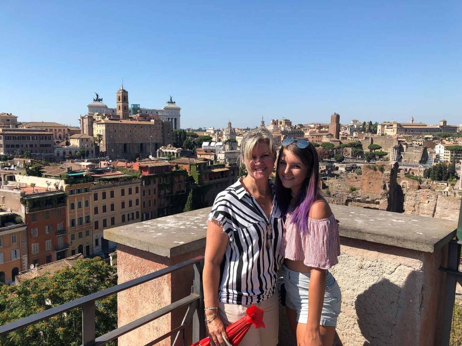 Submitted photo. Junior Emma McMillen poses with her mother, Lacy, on their vacation in Europe.