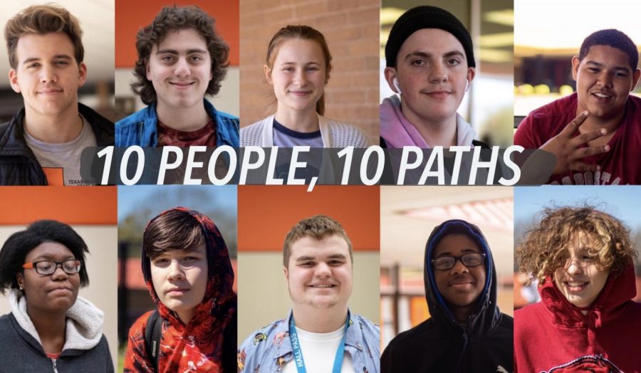 10 different high school students posed for their photo after discussing their future plans. 