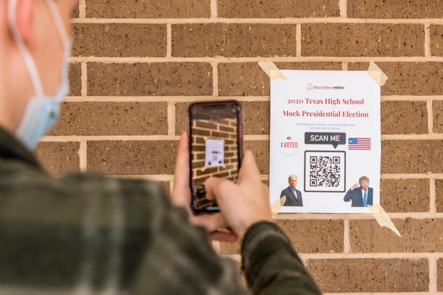 A Texas High student participates in the mock election. Flyers were posted around campus Oct. 29.