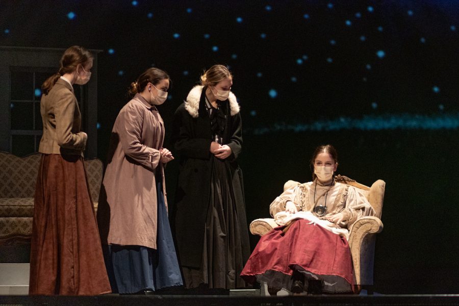 Cast members Maddie Frost, Lia Graham, Beth Dietze, and Anabeth Icenhower preform Silent Sky in their UIL One Act Play competition. The show advanced to the 5A Region II on March 24, 2021 in their home theater.