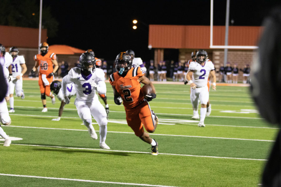 Senior Braylon Stewart carries the tiger to a touchdown breaking the tie between the Tigers and Chargers at the end of 2nd quarter  bring the score 42-14