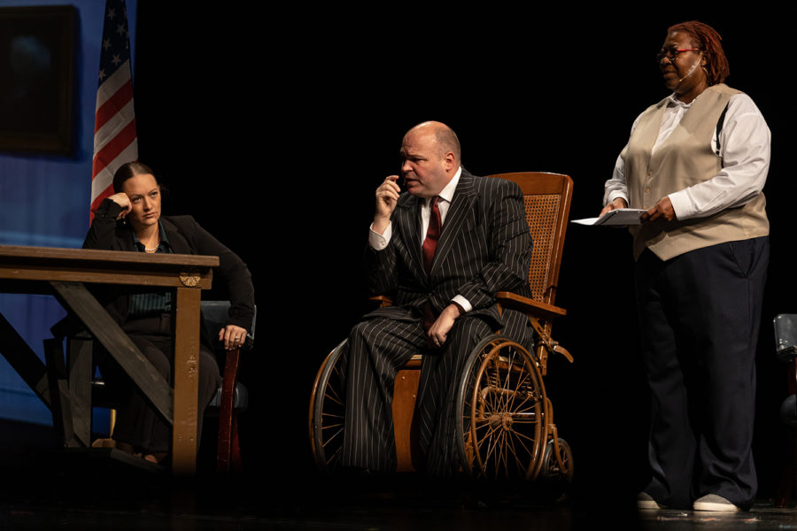 Folse delivers his portrayal of Franklin D. Roosevelt in the Tiger Theater Companys fall play, Annie.