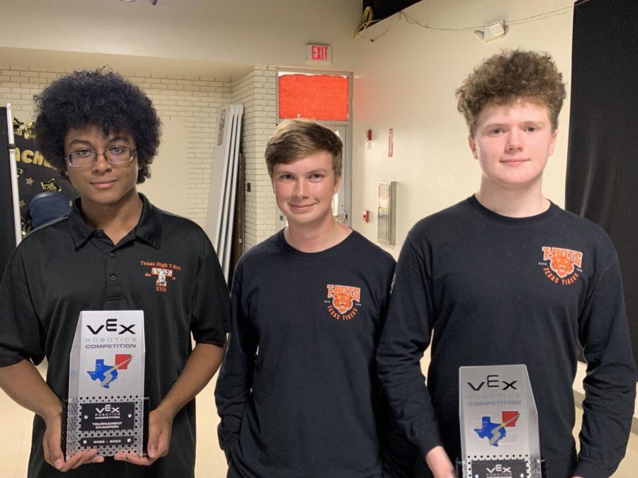 Juniors Aidan spivey and Brett Sparks and sophmore Evan Whyche too home the gold at Texas High’s host competition. After this victory, they’re eager to see how they’ll fare at State.
