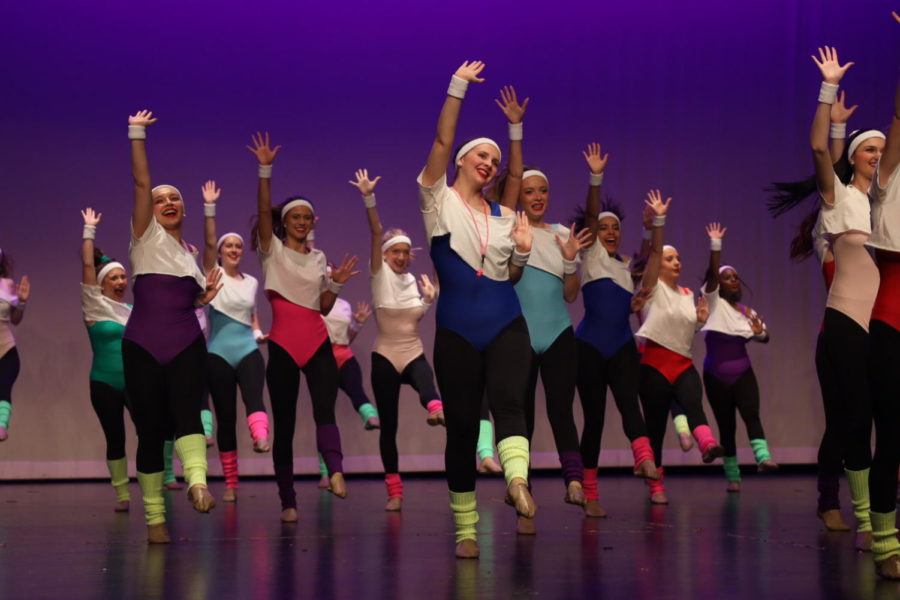 Texas Highsteppers reach for the sky in their contest novelty dance. They will perform a total of 30 dances throughout the night.