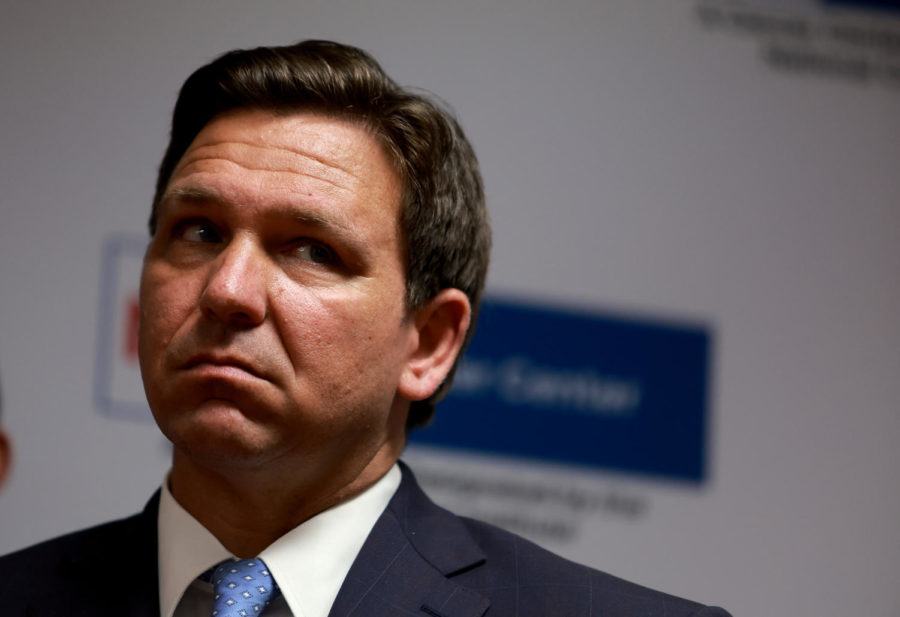 Florida Gov. Ron DeSantis speaks during a press conference at the University of Miami Health System Don Soffer Clinical Research Center on May 17, 2022 in Miami, Florida. (Joe Raedle/Getty Images/TNS)