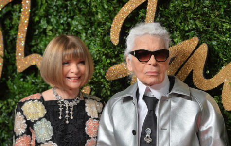 Anna Wintour and Karl Lagerfeld  attend the British Fashion Awards 2015 at London Coliseum on Nov. 23, 2015, in London. Lagerfeld was  one of many inspirations for the 2023 Met Gala. (Anthony Harvey/Getty Images/TNS)