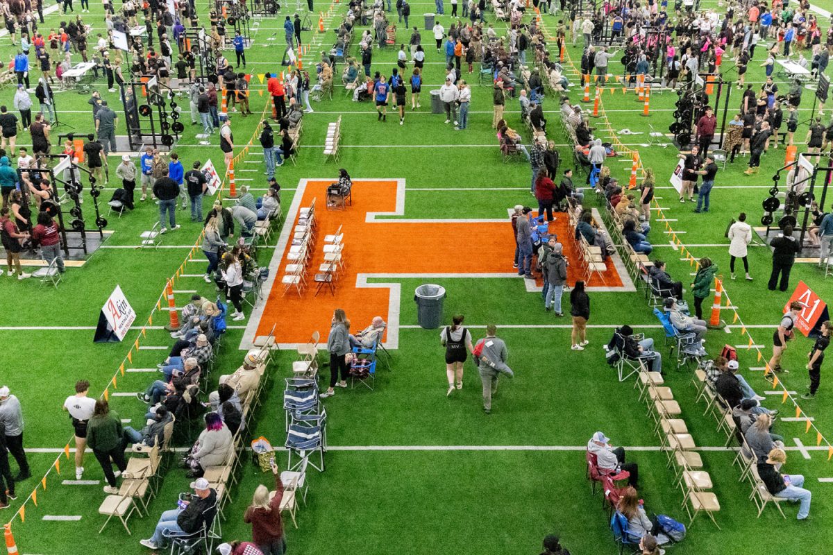 Students, parents and coaches walk throughout the Multipurpose facility on Jan 20, 2024 at the annual FCA meet. Multiple schools traveled to compete in powerlifting. 