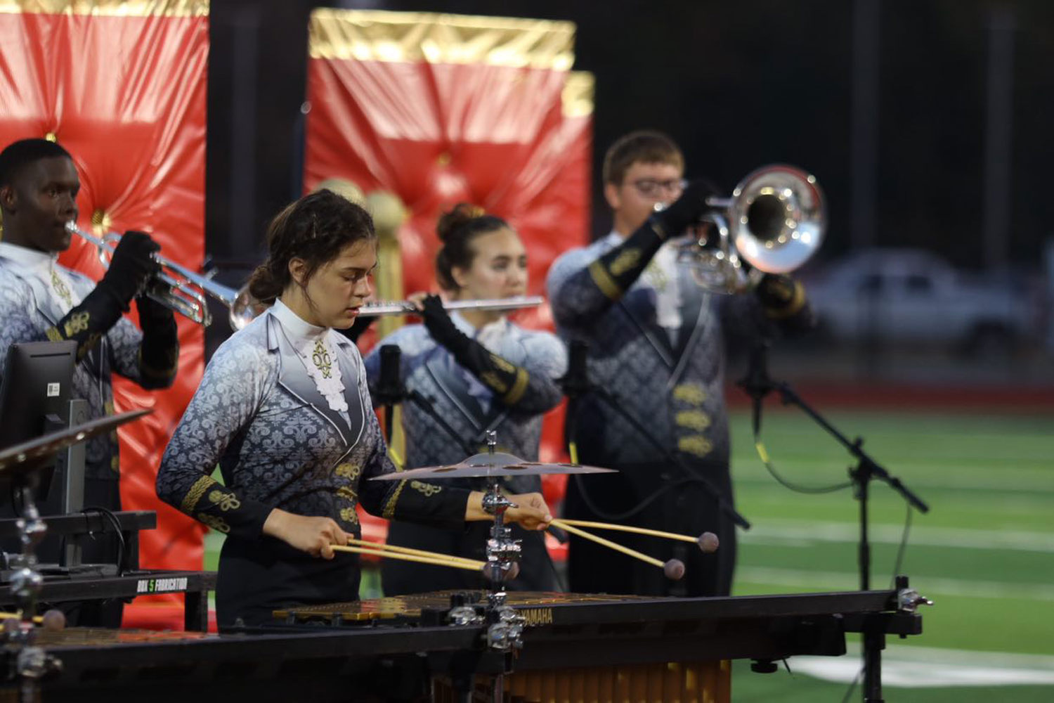 SUBMITTED PHOTO BY LOUREDES QUIJAS: Mallets in hand, Lourdes Quijas looks down as she plays her instrument during a sophomore year band performance. 