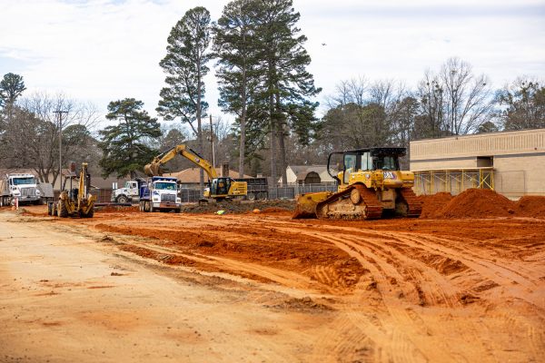 Tractors move dirt during the ongoing construction of a new building for Wake Village Elementary. The construction is supported by the funding of Proposition A of the 2022 Bond.
